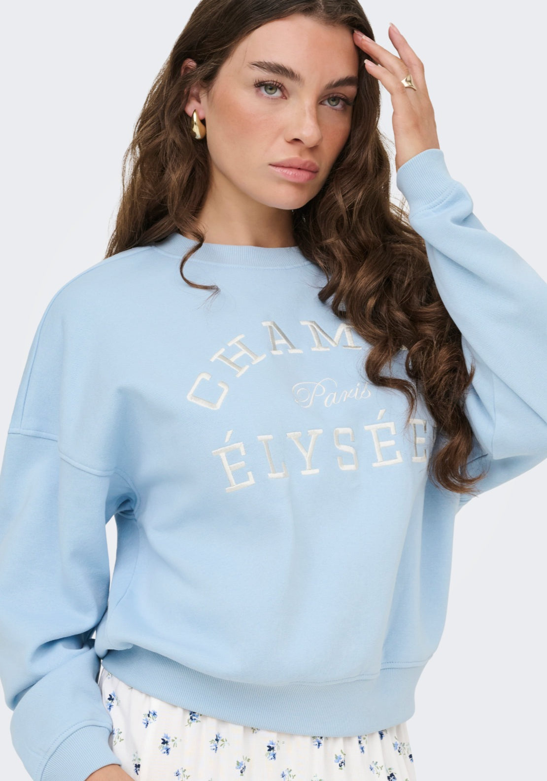 Mesa Long Sleeve Embroidered Sweatshirt - Cashmere Blue Champs Emb