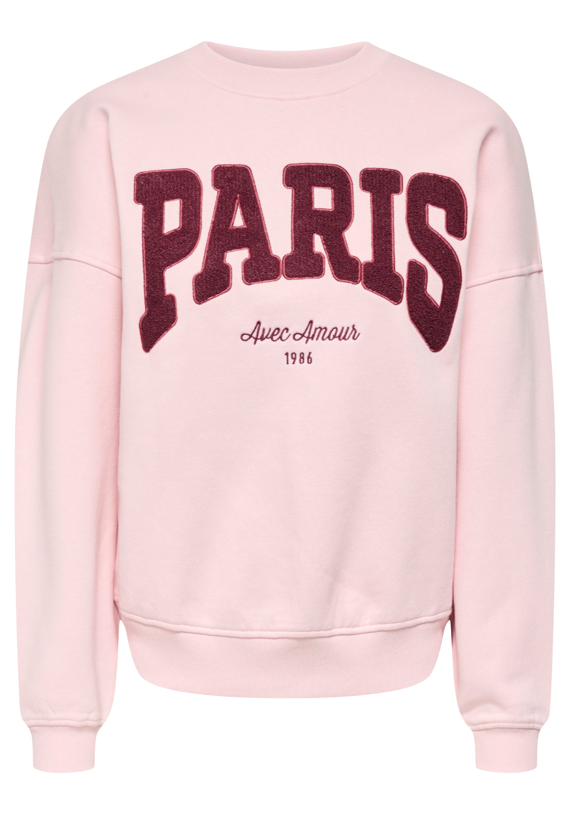 Mesa Long Sleeve Embroidered Sweatshirt - Chalk Pink Windsor Wine/red