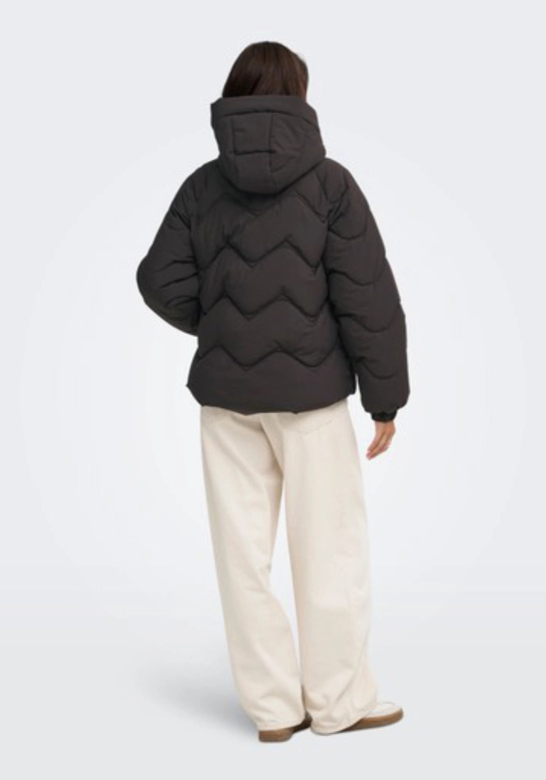 Power Short Hood Puffer Coat - Brown