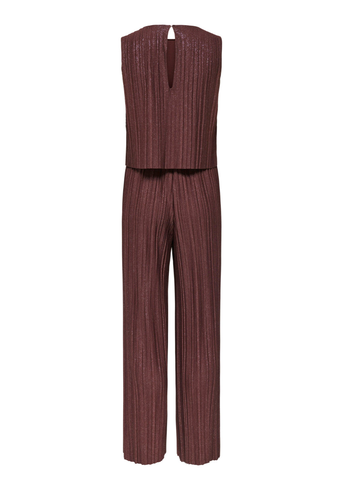Jdy Lacy Sleeveless Plisse Jumpsuit - Rum Raisin Glitter 2 Shaws Department Stores