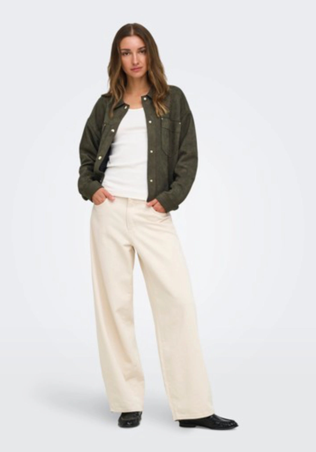 Julle Long Sleeve Faux Suede Shirt - Black Olive
