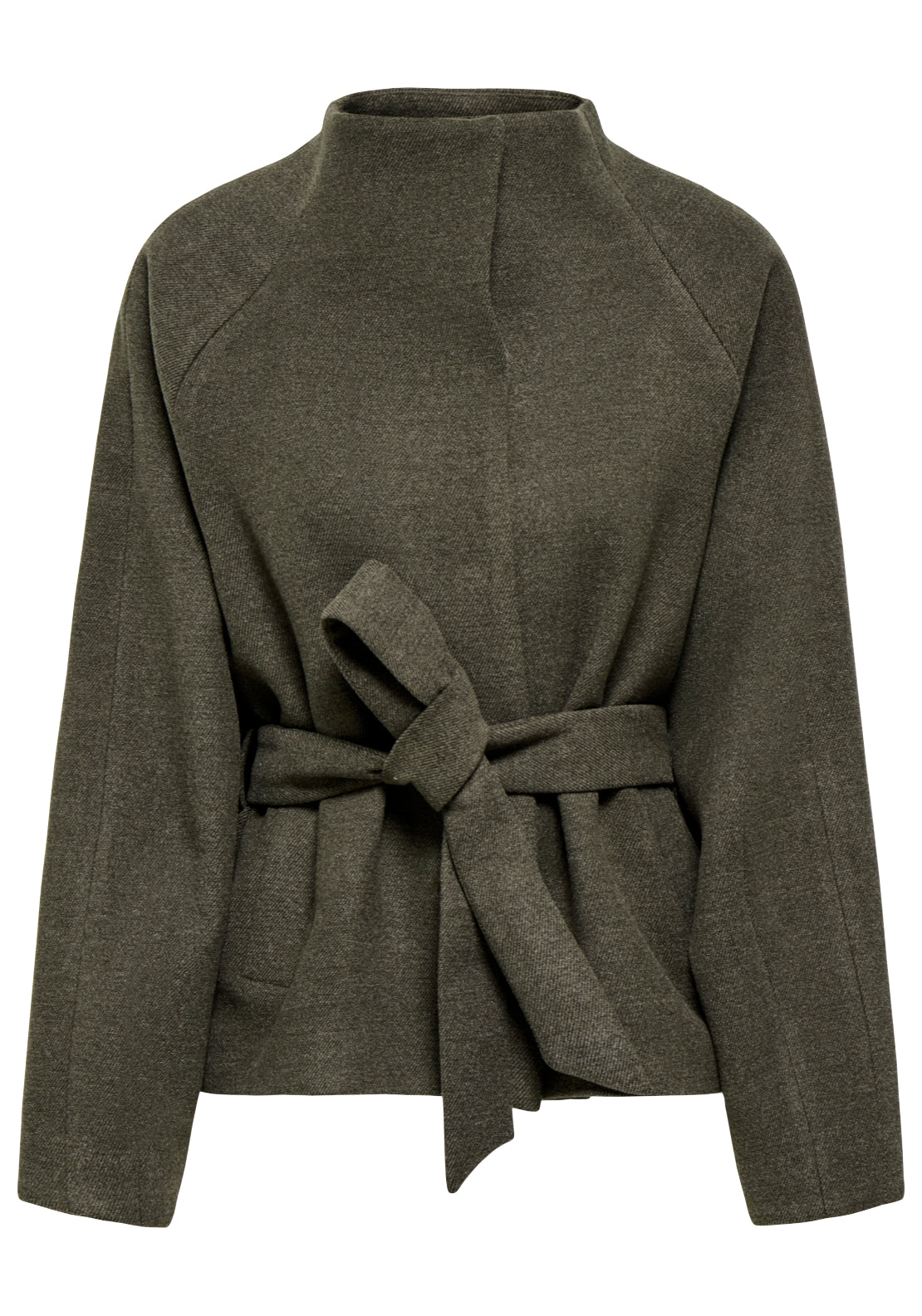 Jdy Blake Short Belt Jacket - Black Olive Melange 1 Shaws Department Stores