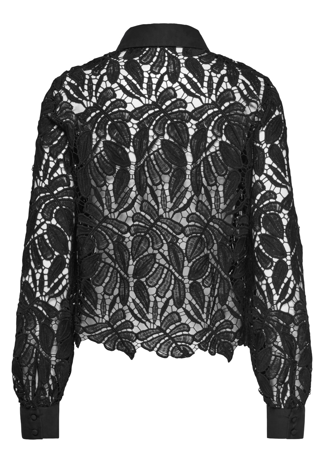 Jdy Lacilla Long Sleeve Lace Shirt - Black 2 Shaws Department Stores