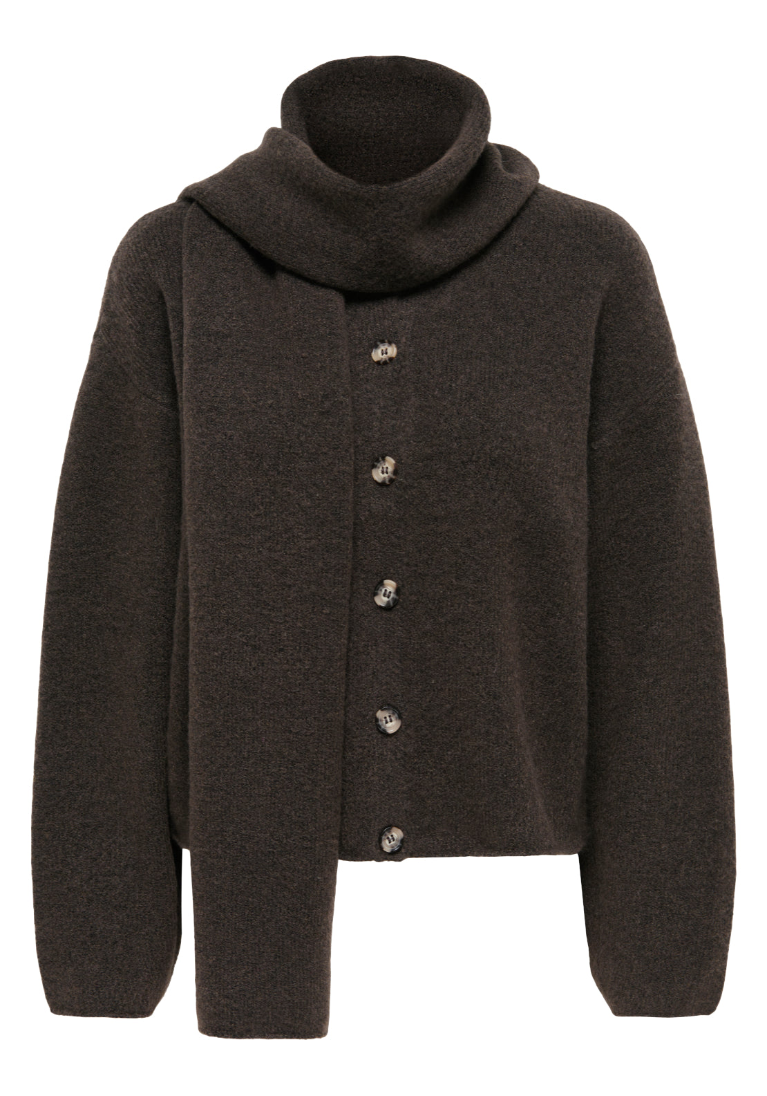Jdy Dagmar Long Sleeve Scarf Detail Cardigan - Mulch 1 Shaws Department Stores