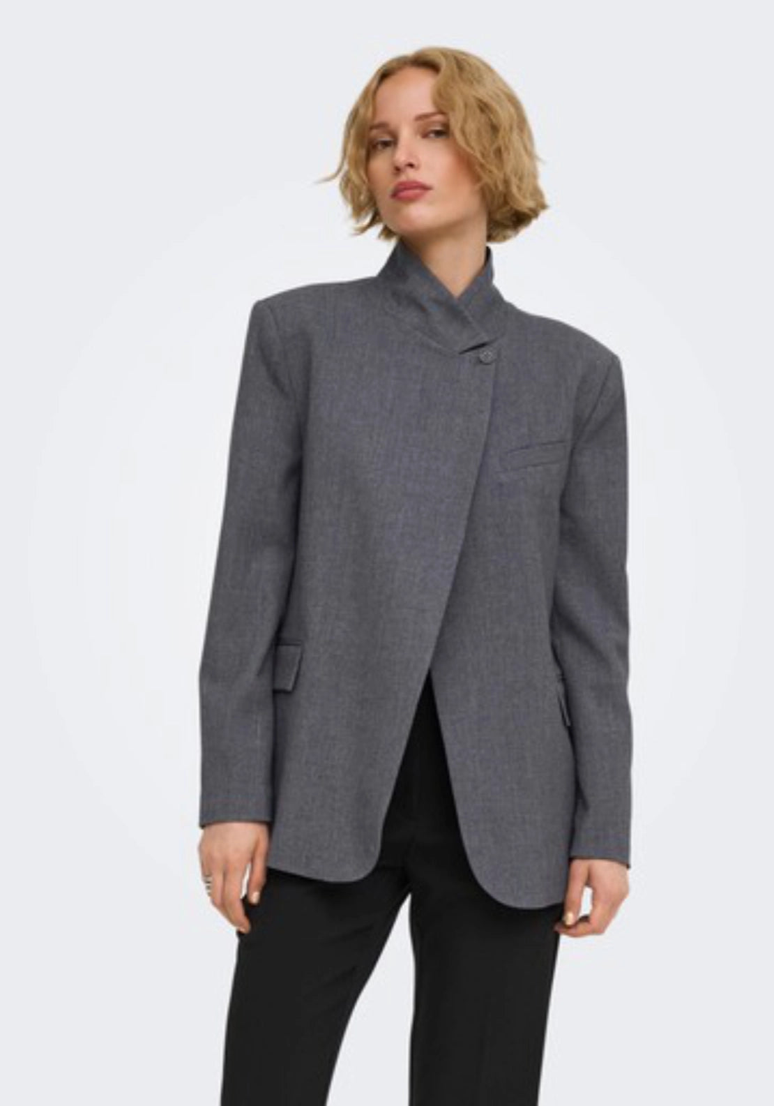 Valerie High Neck Blazer - Grey