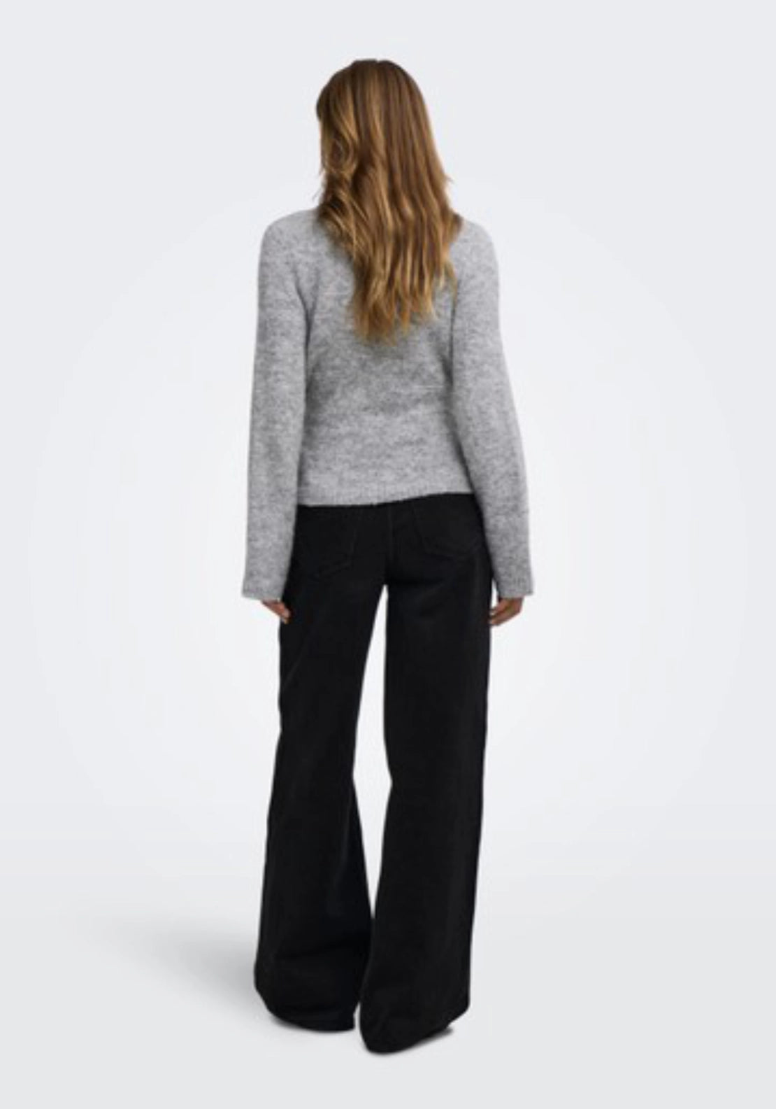Dina Long Sleeve Wrap Lace Cardigan - Light Grey Melange