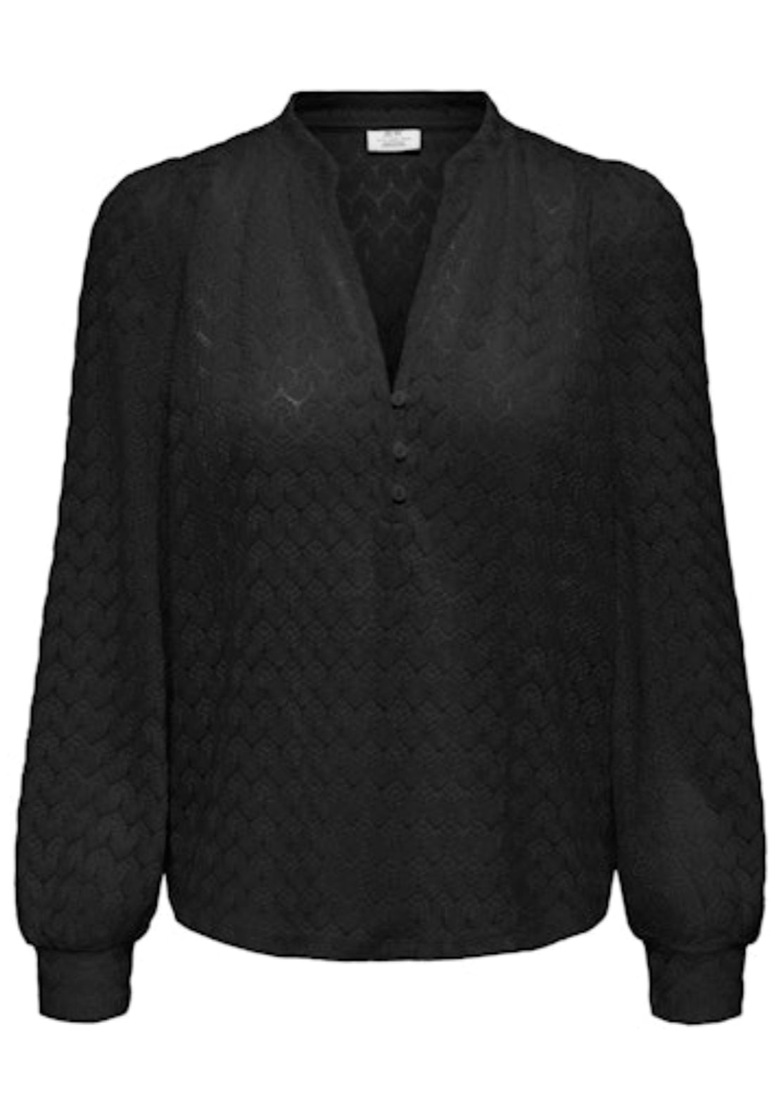 Avery Long Sleeve Lace V-Neck Top - Black