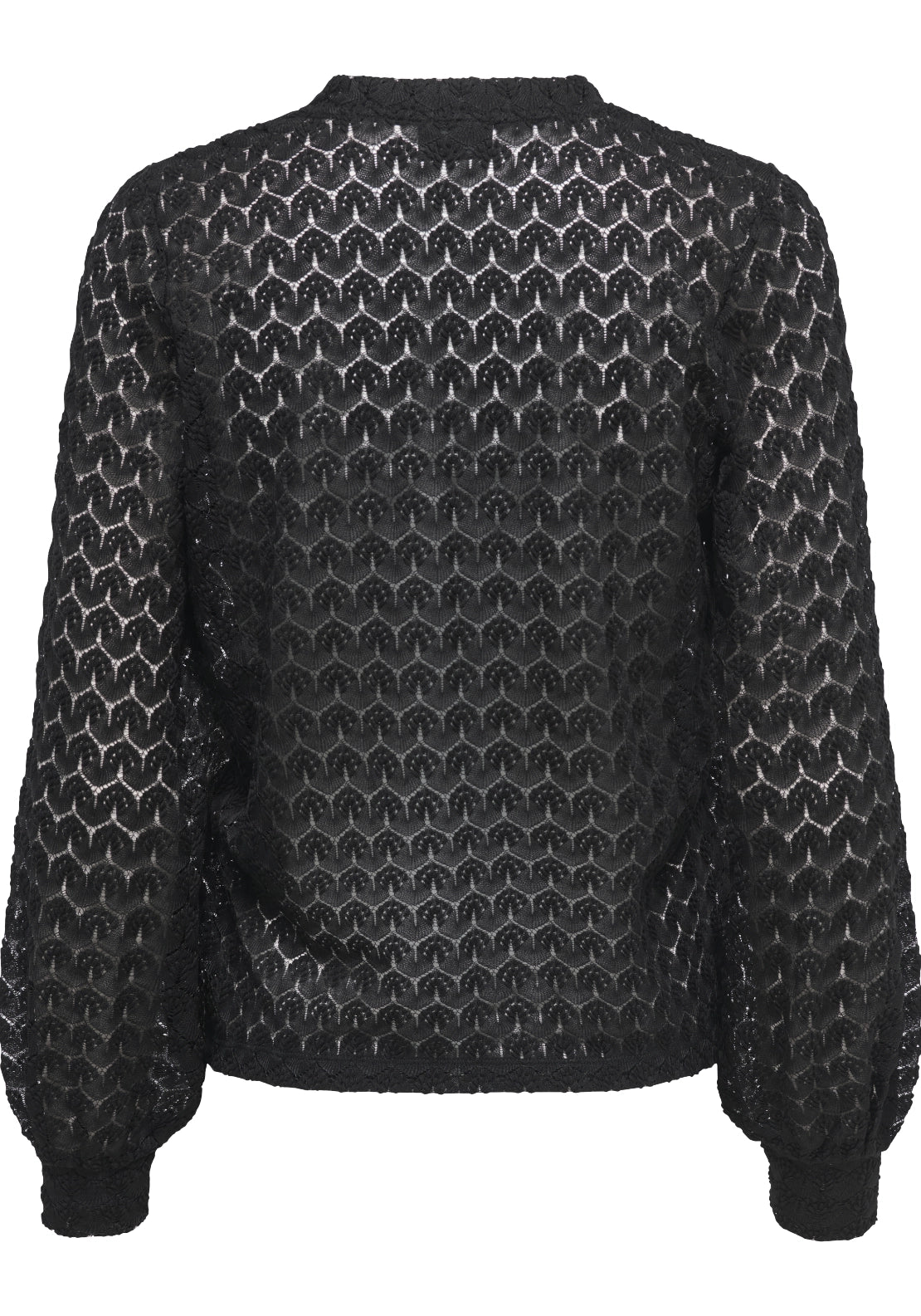 Avery Long Sleeve Lace V-Neck Top - Black