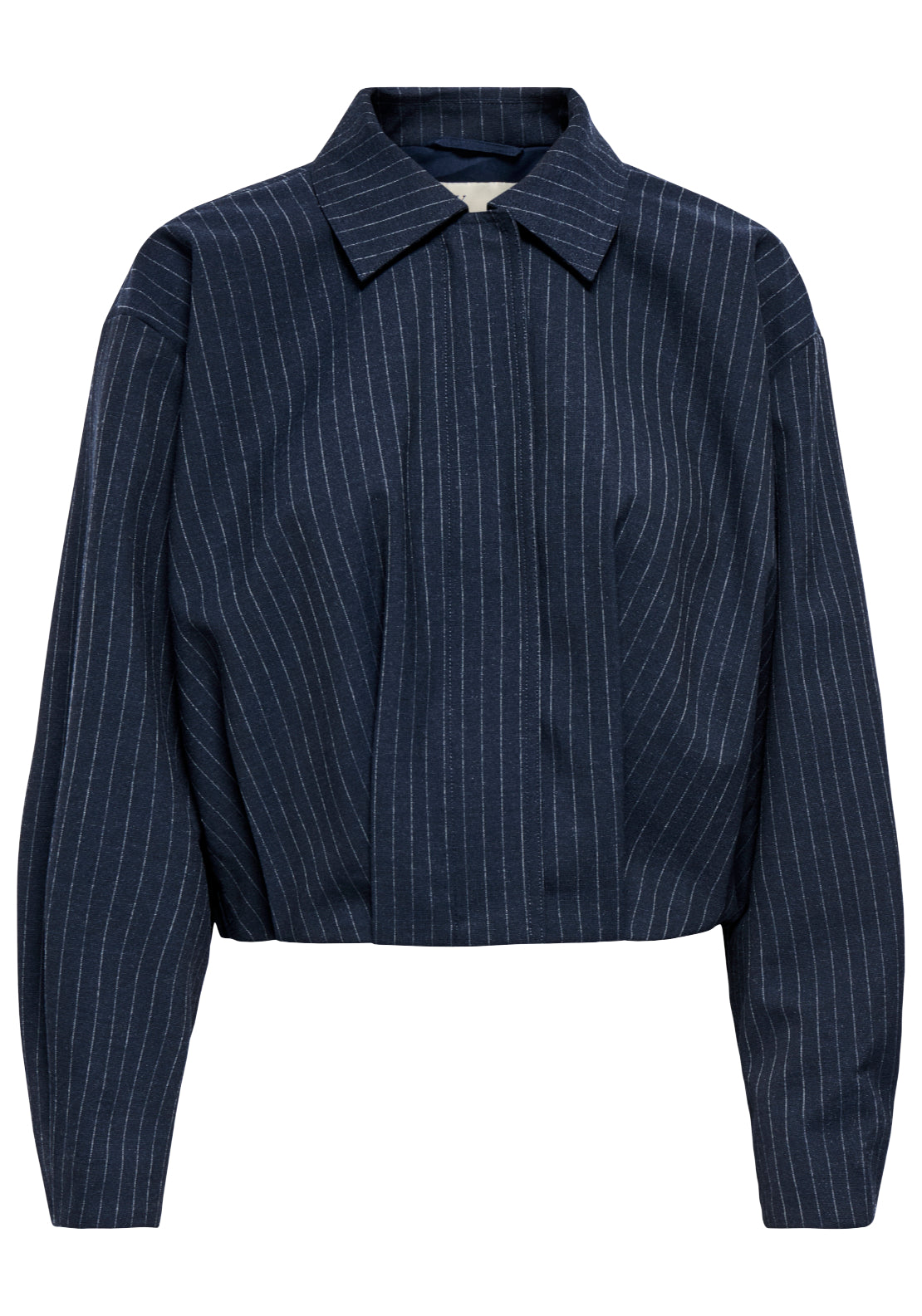 Jdy Megan Long Sleeve Bomber Shacket - Navy Blazer Pinstripe White 1 Shaws Department Stores