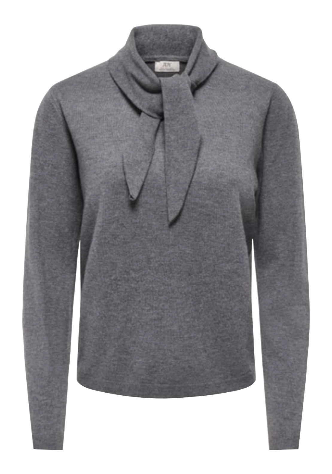 Evina Long Sleeve Tied Neck Pullover - Grey