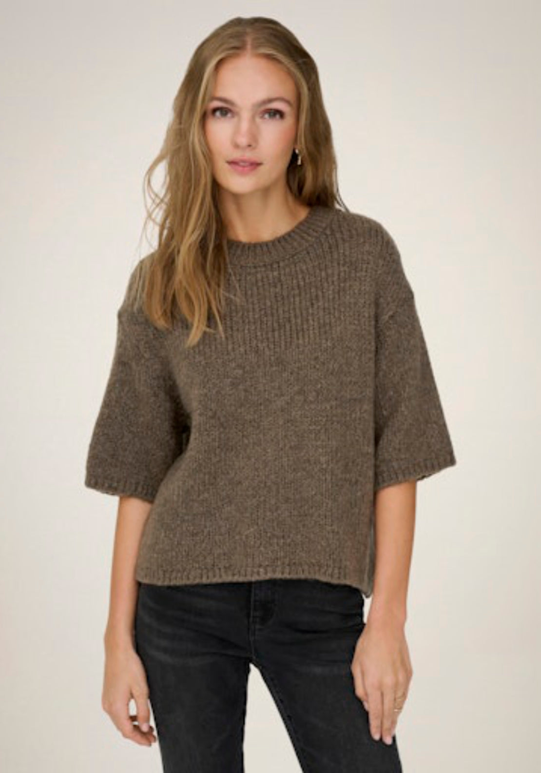 Linea Short Sleeve Round Neck Pullover - Shitake