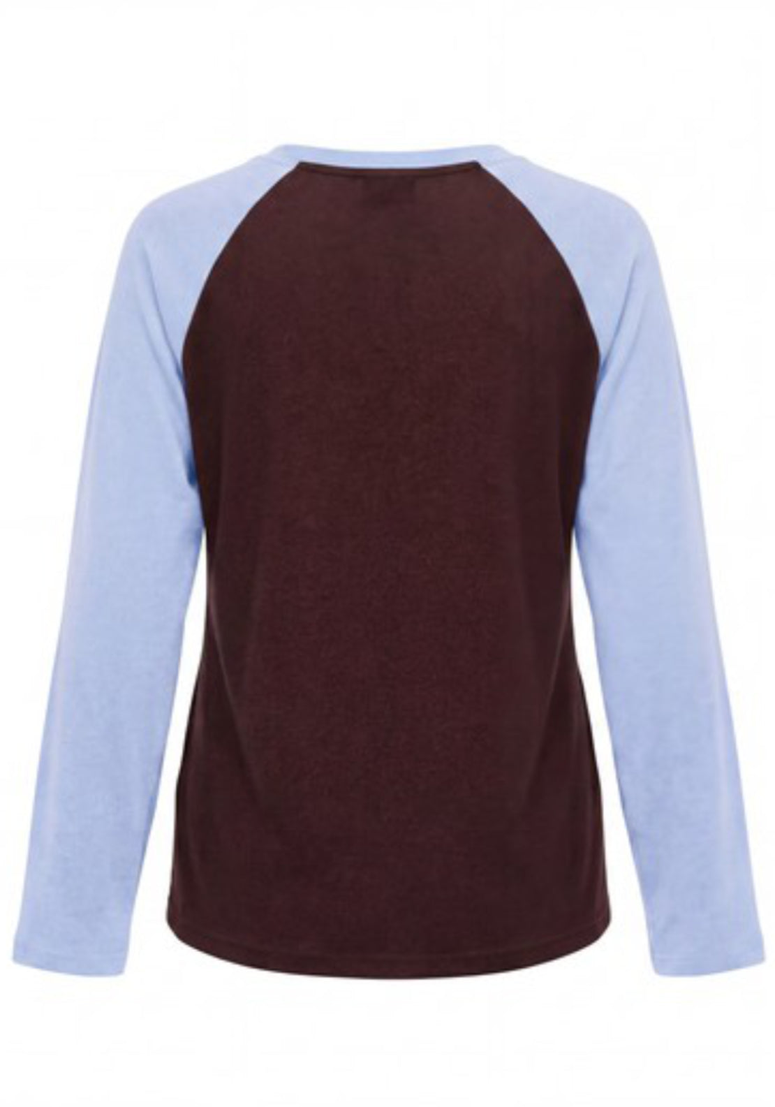Jeanett Long Sleeve Raglan Contrast Top - Coffee Bean Kentucky Blue