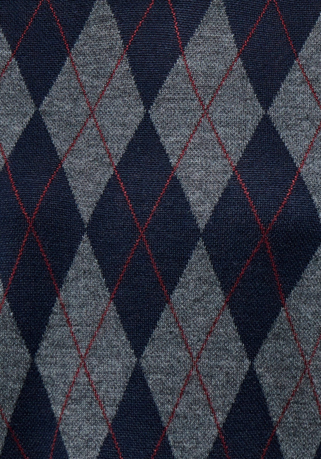 Maggy Short Sleeve Argyle Pullover - Smoked Pearl Black Iris/red