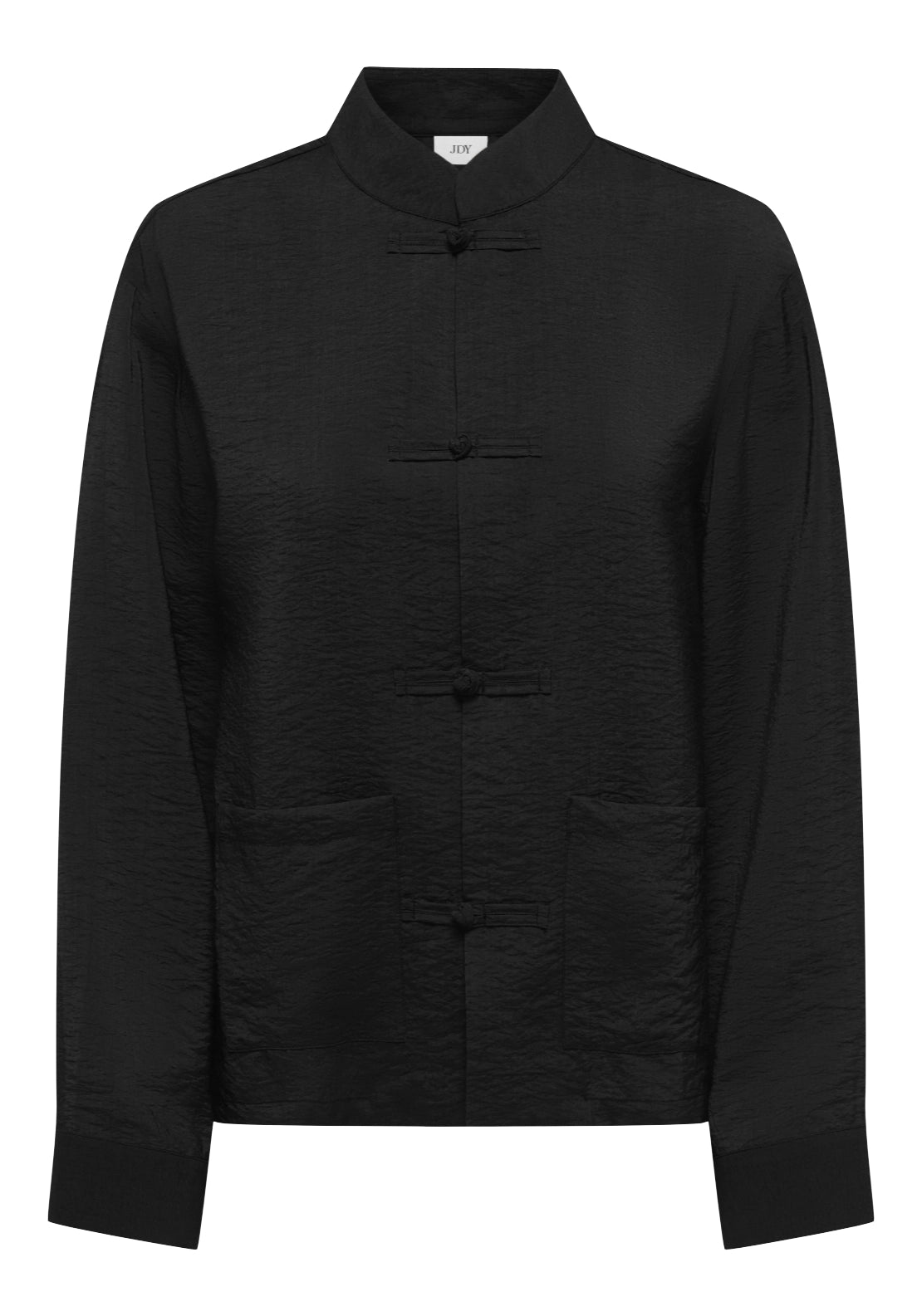 Jdy Mandarin Collar Cotton Shirt - Black 6 Shaws Department Stores