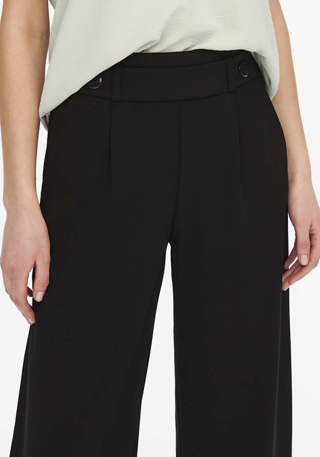 Jdy Wide Leg Trousers With Buttons - Black 3 Shaws Department Stores