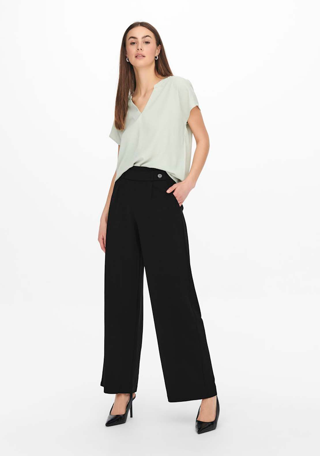 Jdy Wide Leg Trousers With Buttons - Black 4 Shaws Department Stores
