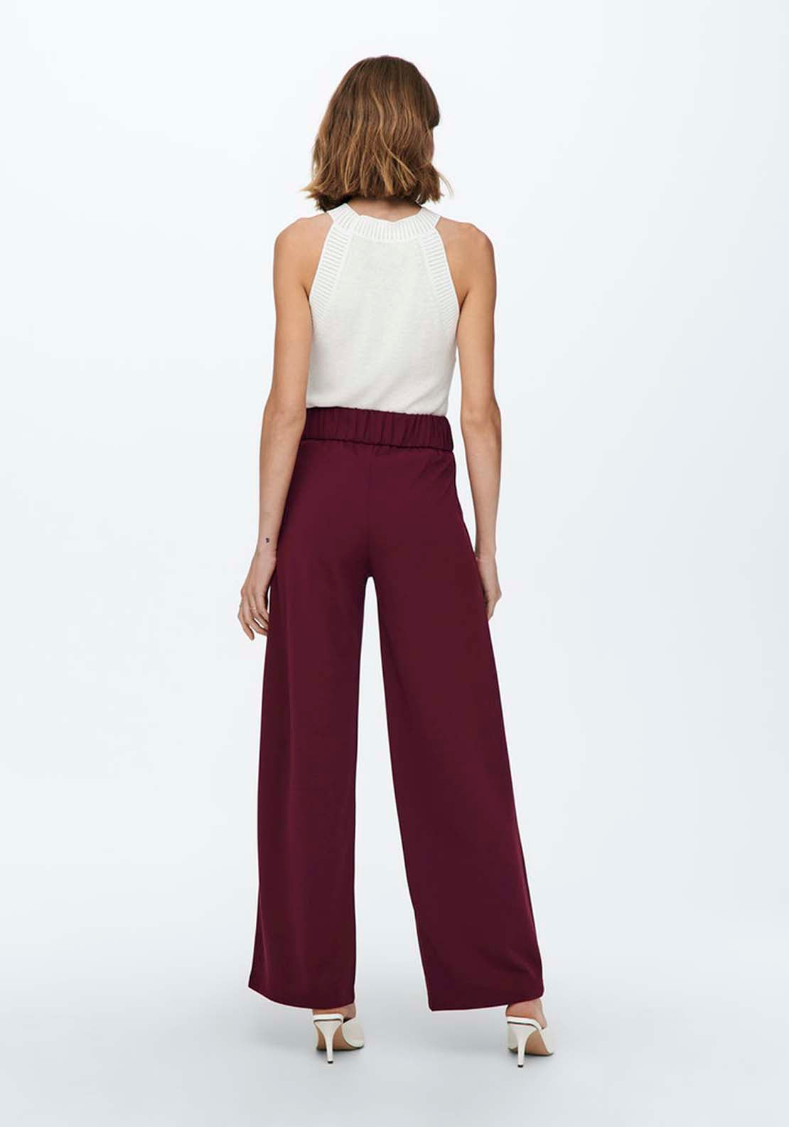 Jdy Wide Leg Trousers - Windsor Wine Black Buttons 2 Shaws Department Stores