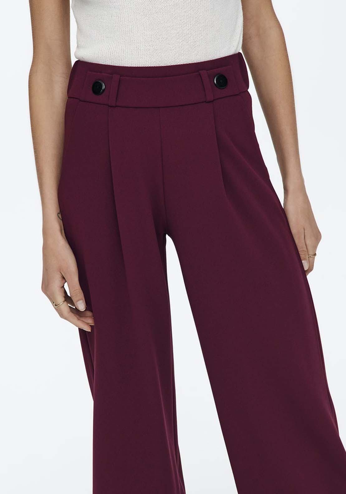 Jdy Wide Leg Trousers - Windsor Wine Black Buttons 3 Shaws Department Stores