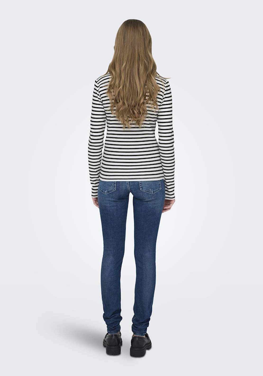 Jdy Long Sleeve Round Neck Jumper - Cloud Dancer Black 2 Shaws Department Stores