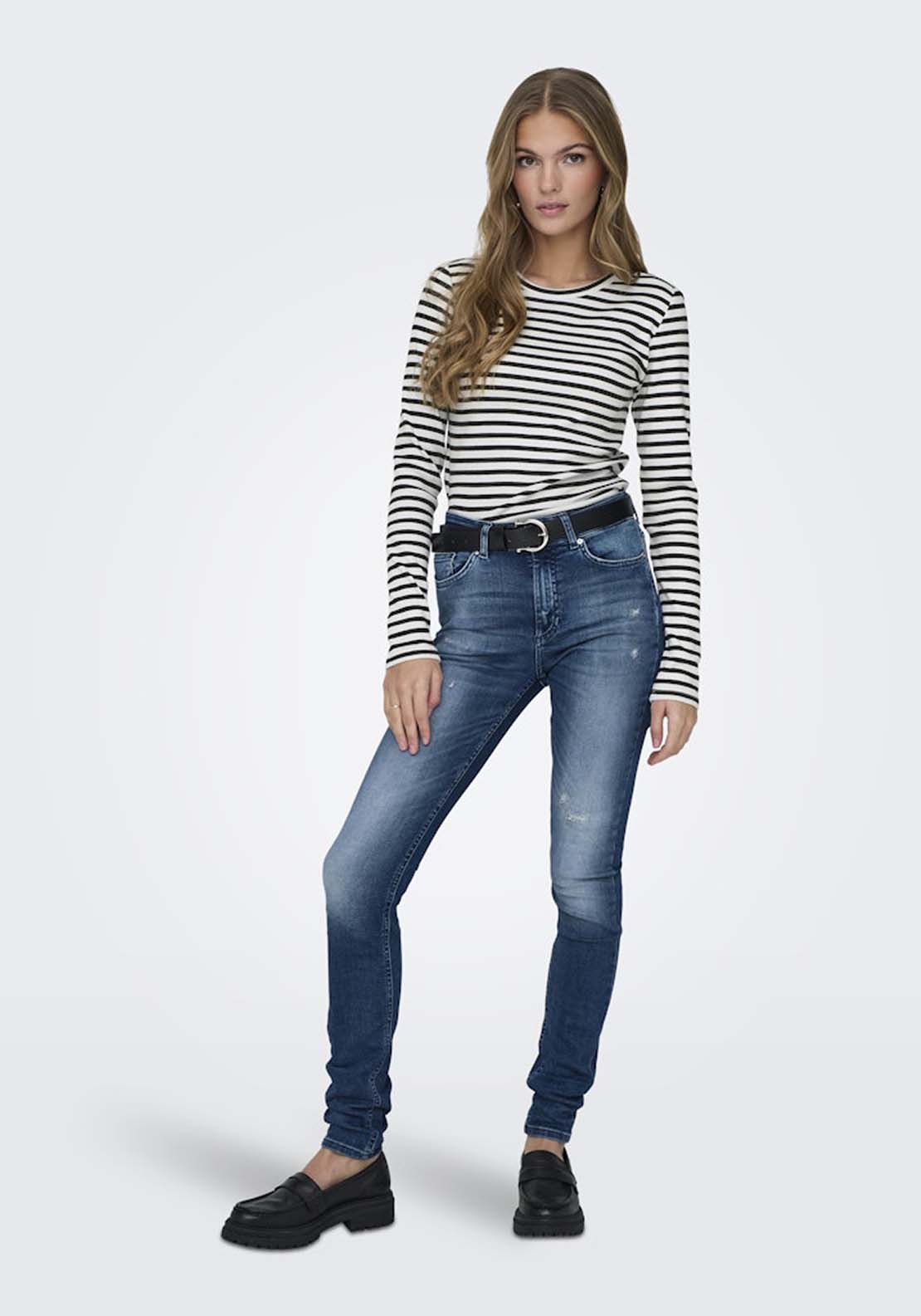 Jdy Long Sleeve Round Neck Jumper - Cloud Dancer Black 5 Shaws Department Stores