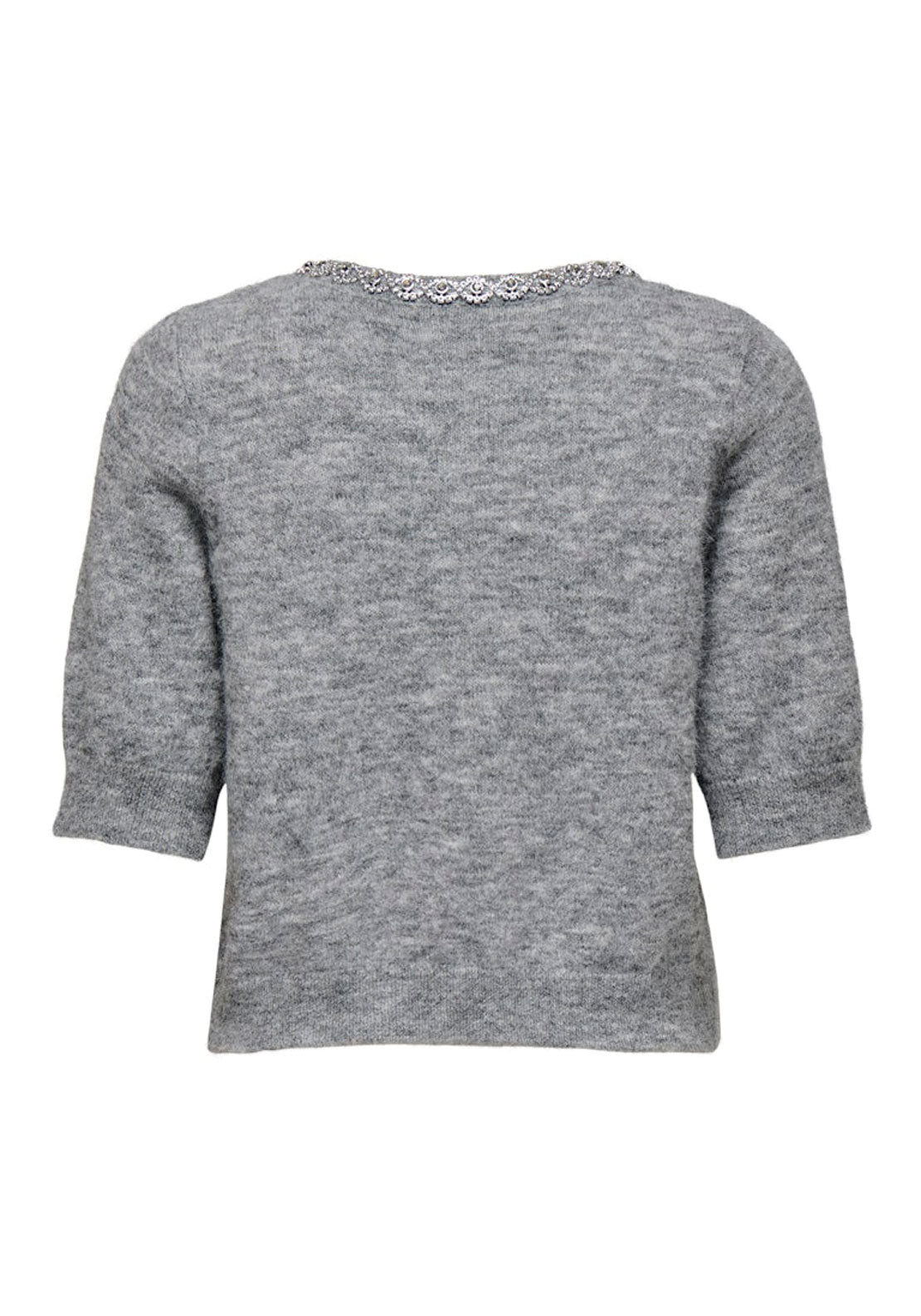 Jdy Short Sleeve Buttoned Embellished Cardigan - Grey 7 Shaws Department Stores