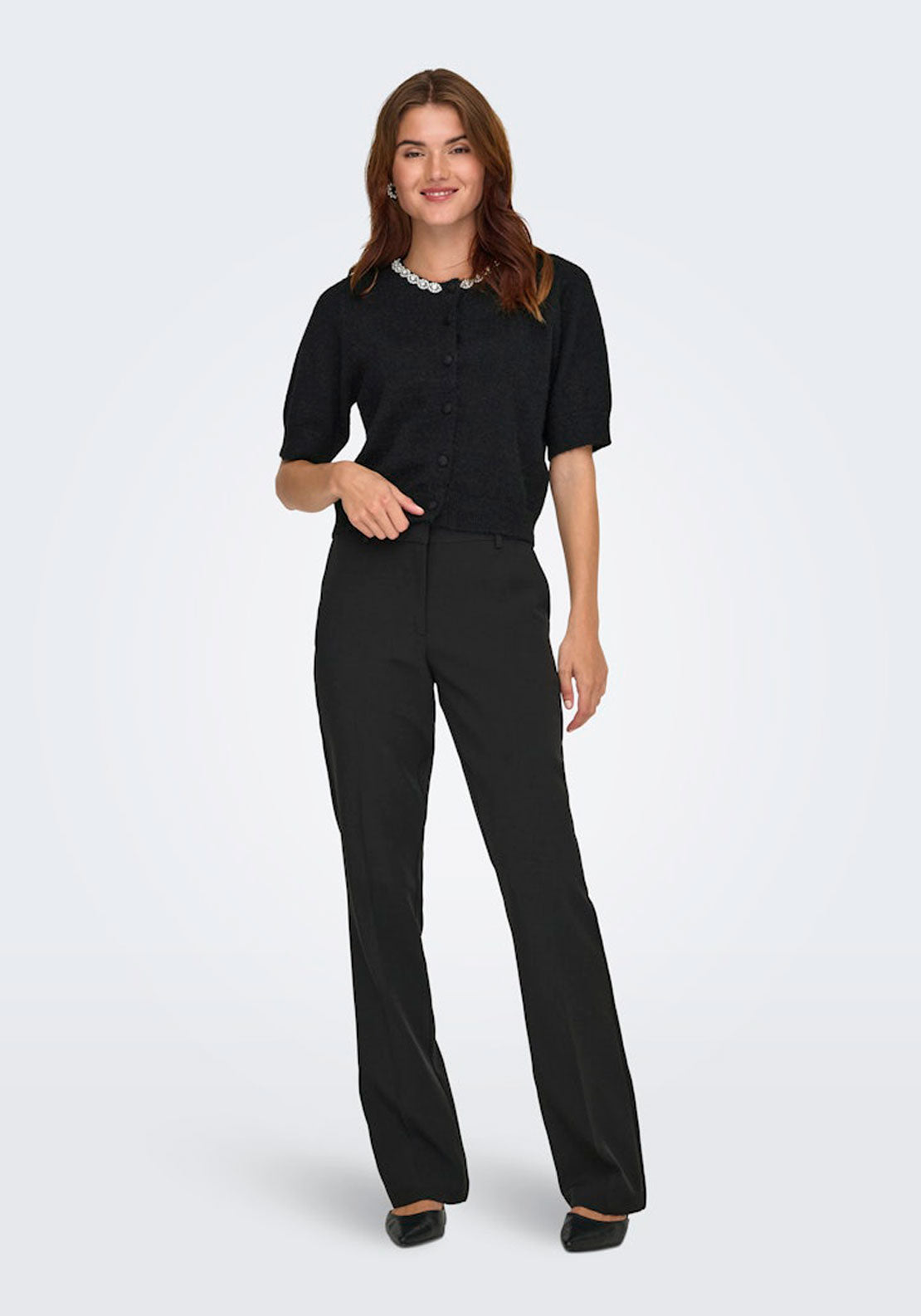 Jdy Short Sleeve Buttoned Embellished Cardigan - Black Silver Embellishment 5 Shaws Department Stores