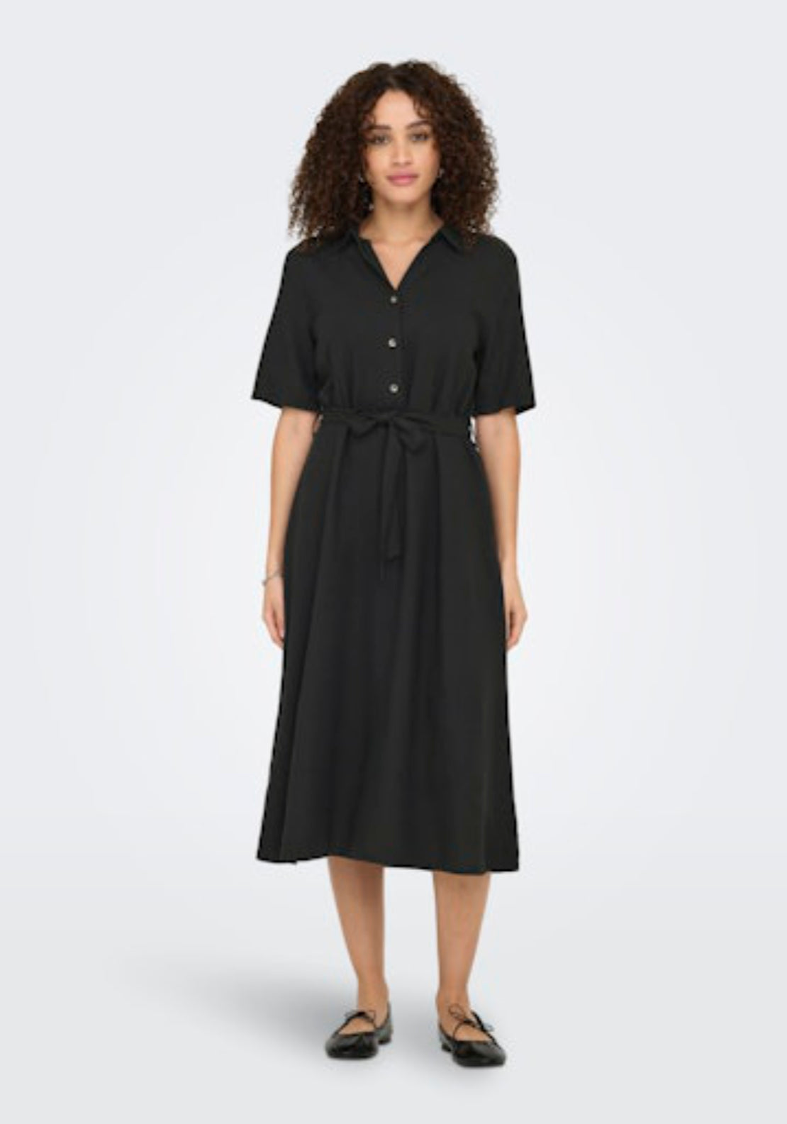 Jdy Say 2/4 Midi Shirt Dress - Black 1 Shaws Department Stores