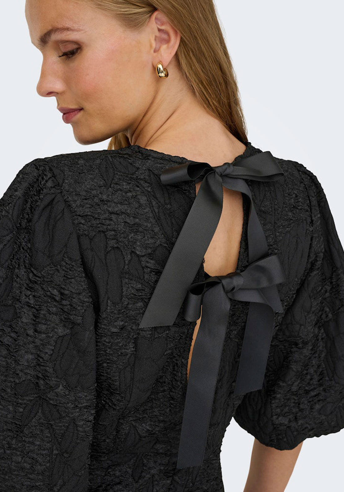 Jdy Ss Mini Dress With Bow Detail - Black 4 Shaws Department Stores