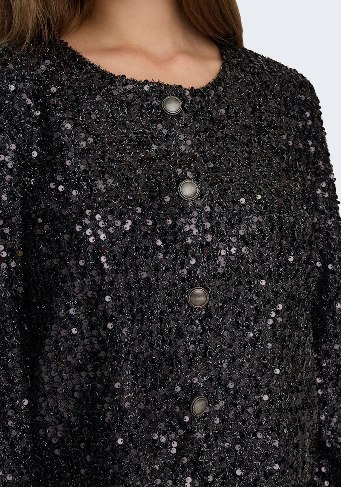 Jdy Long Sleeve Sequin Jacket - Black Sequins 4 Shaws Department Stores