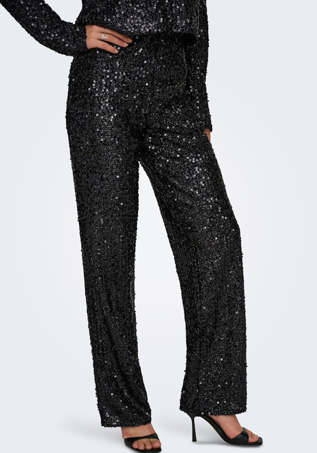 Jdy Sequins Trousers - Black Sequins 3 Shaws Department Stores