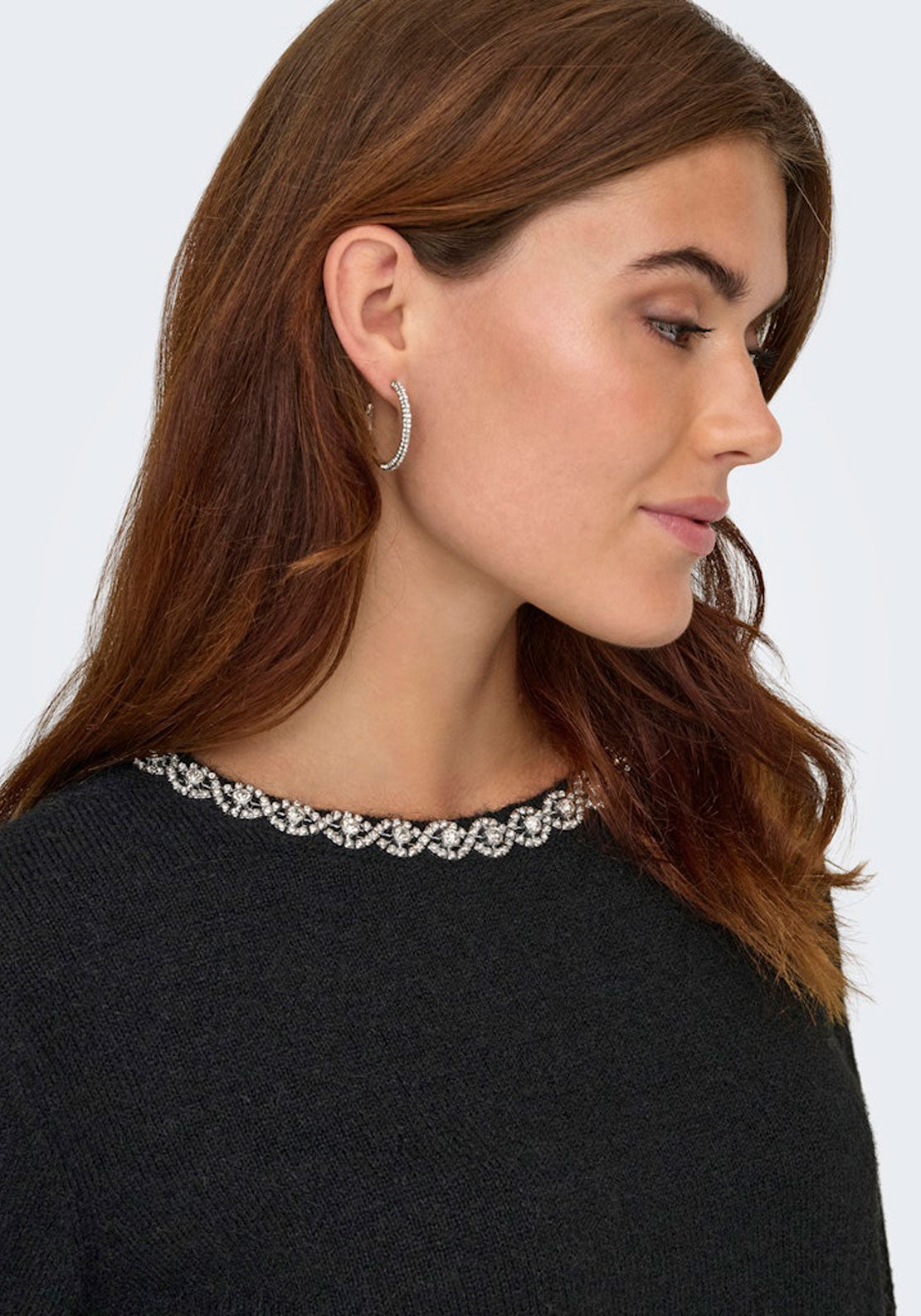 Jdy Long Sleeve Knitted Embellished Pullover - Black Silver Embellishment 4 Shaws Department Stores