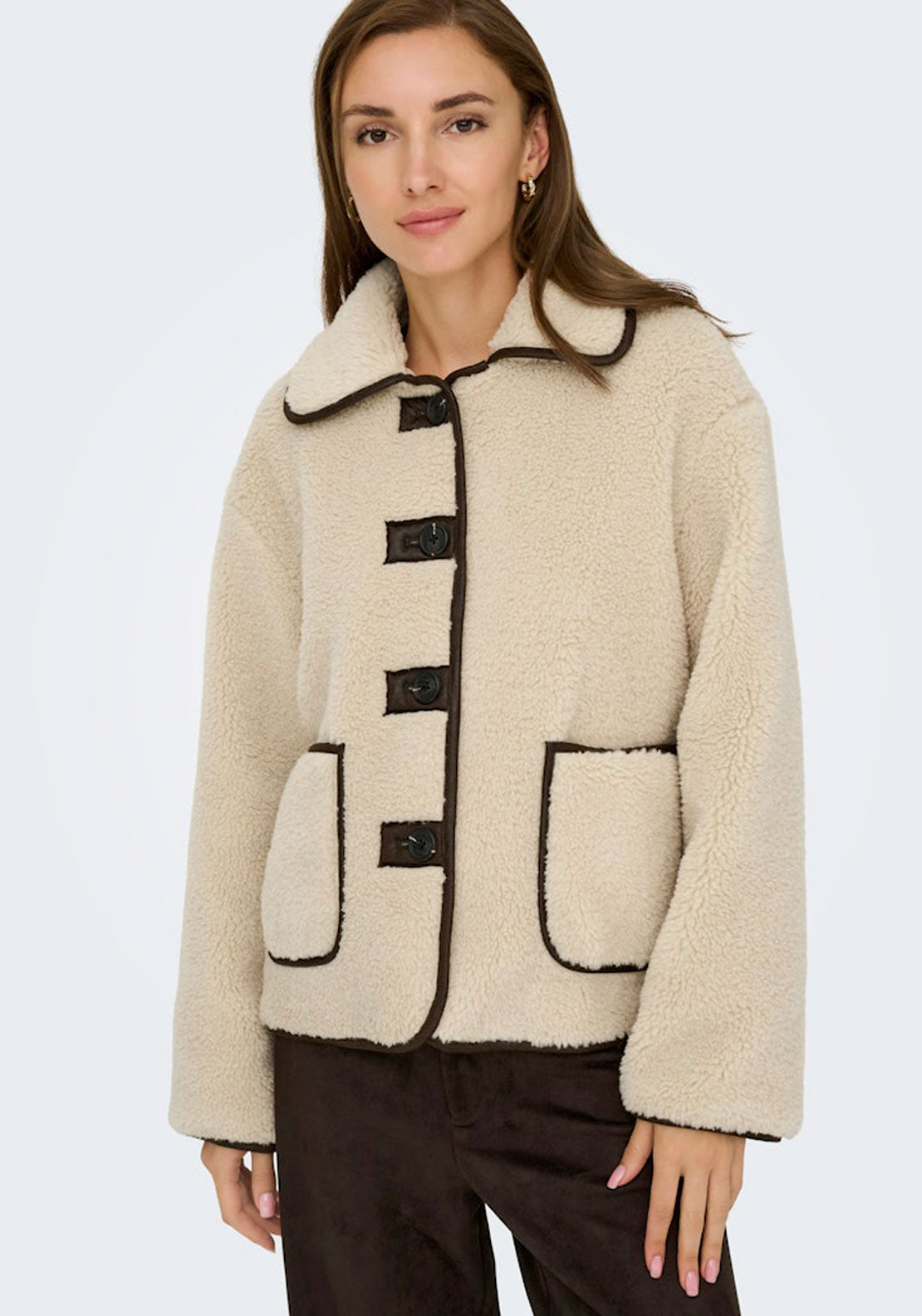 Jdy Teddy Jacket - Grey 1 Shaws Department Stores