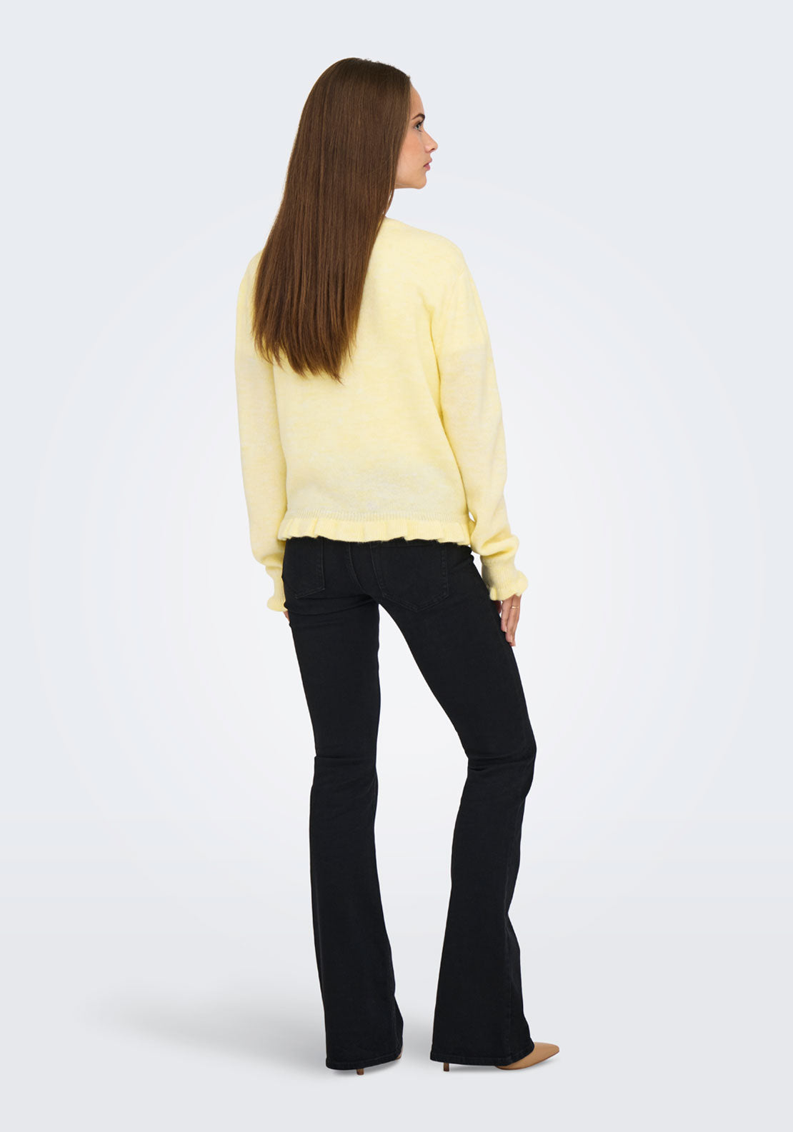 Jdy Letty Long Sleeve On Frill Cardigan - Pastel Yellow Melange 2 Shaws Department Stores
