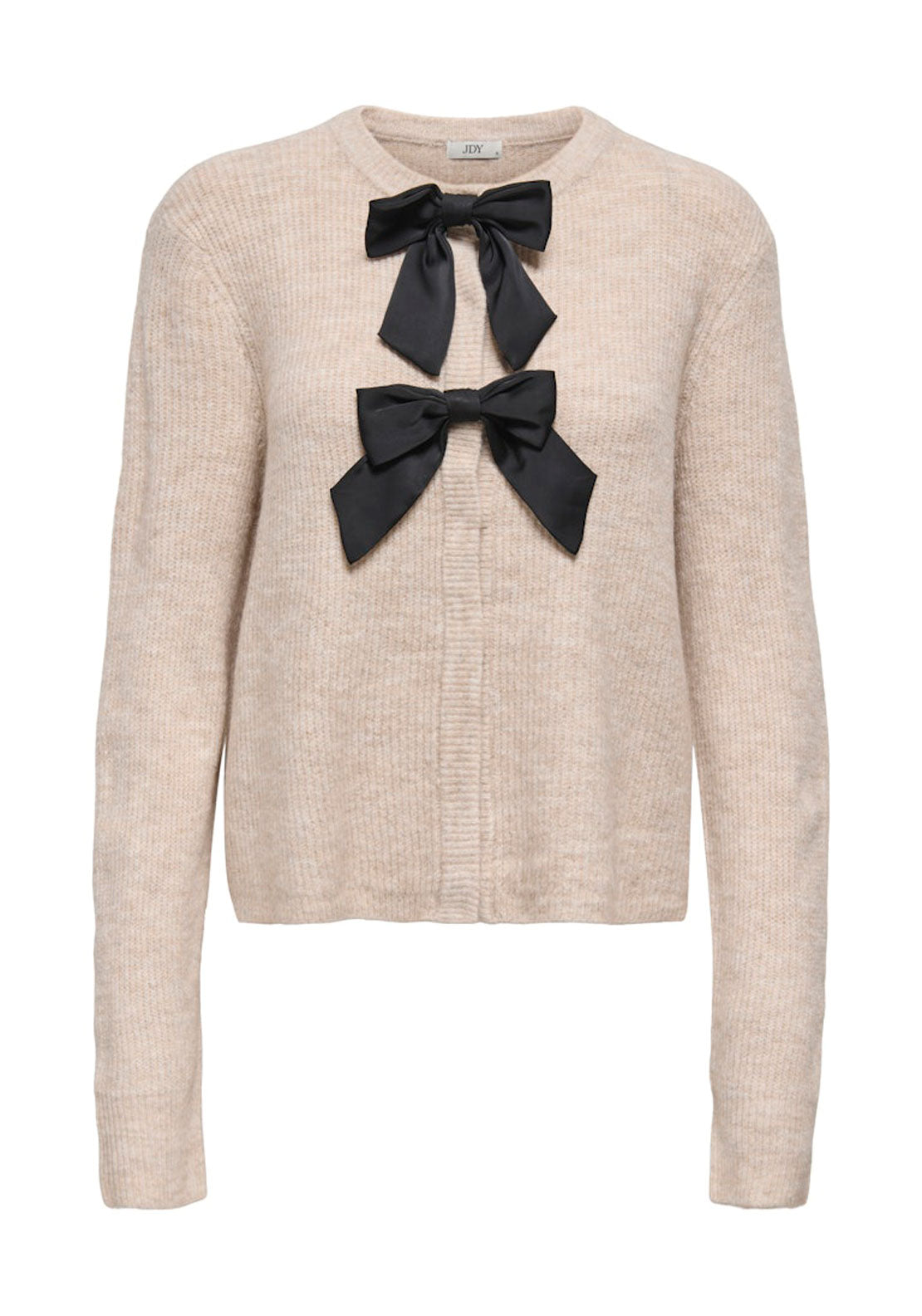 Jdy Long Sleeve Short Cradigan With Bows - Moonlight Melange/black 1 Shaws Department Stores