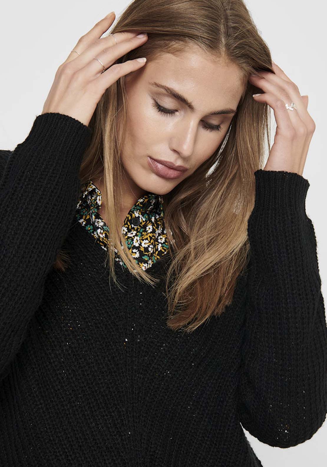 Jdy Long Sleeve V-Neck Jumper - Black 3 Shaws Department Stores