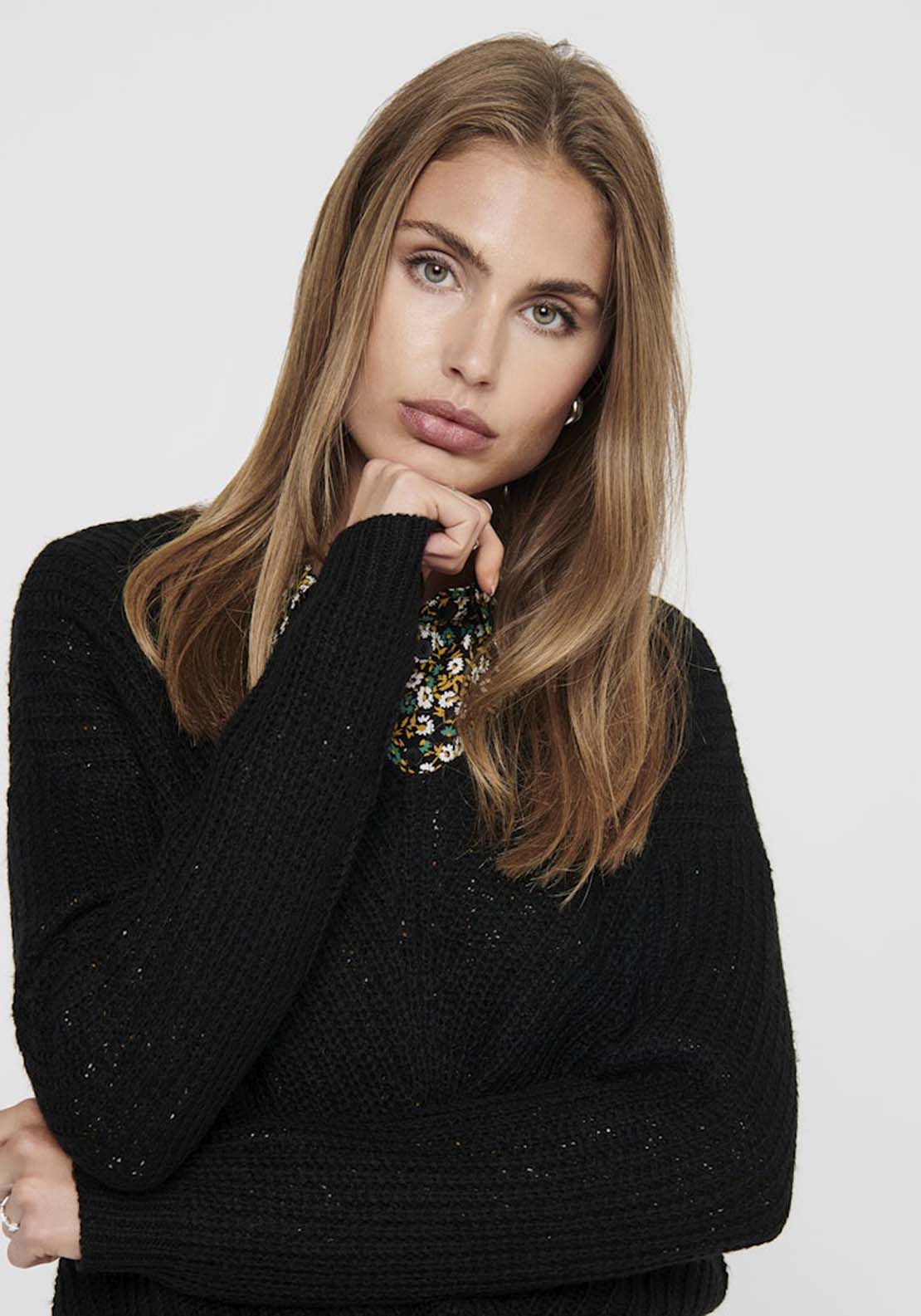 Jdy Long Sleeve V-Neck Jumper - Black 4 Shaws Department Stores