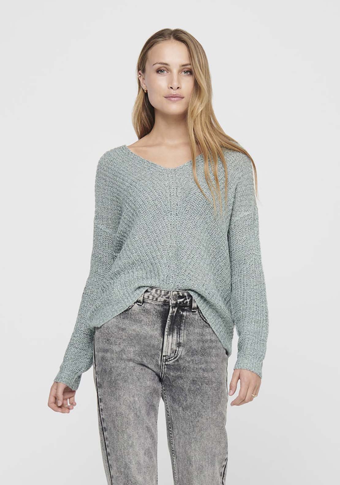 Jdy Long Sleeve V-Neck Jumper - Abyss W. Black Ply 1 Shaws Department Stores