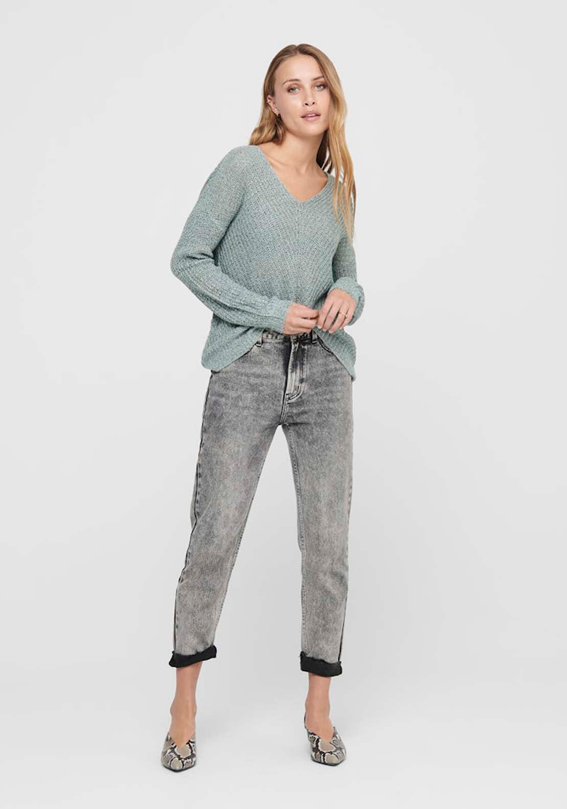 Jdy Long Sleeve V-Neck Jumper - Abyss W. Black Ply 4 Shaws Department Stores
