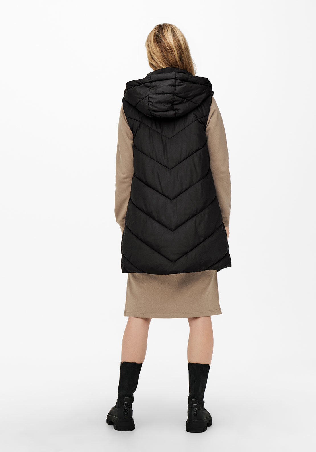 Jdy Skylar Hooded Waist Coat - Forest Night Black 2 Shaws Department Stores