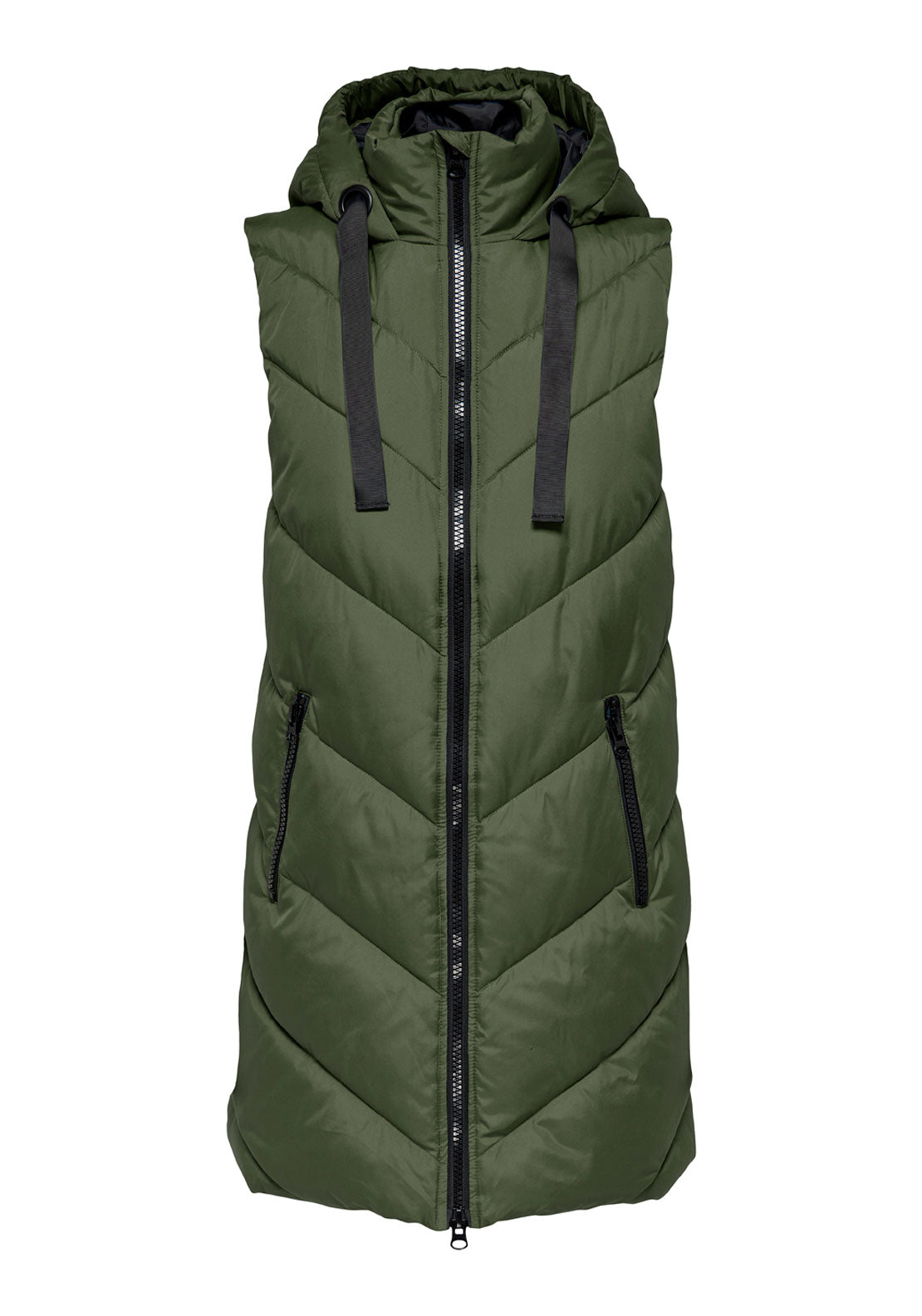 Jdy Skylar Hooded Waist Coat - Green 6 Shaws Department Stores