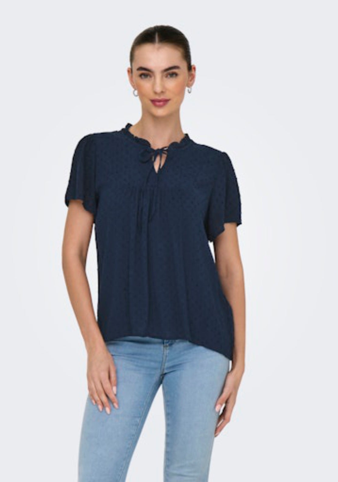 Jdy Lima Life Short Sleeve Top - Black Iris 1 Shaws Department Stores