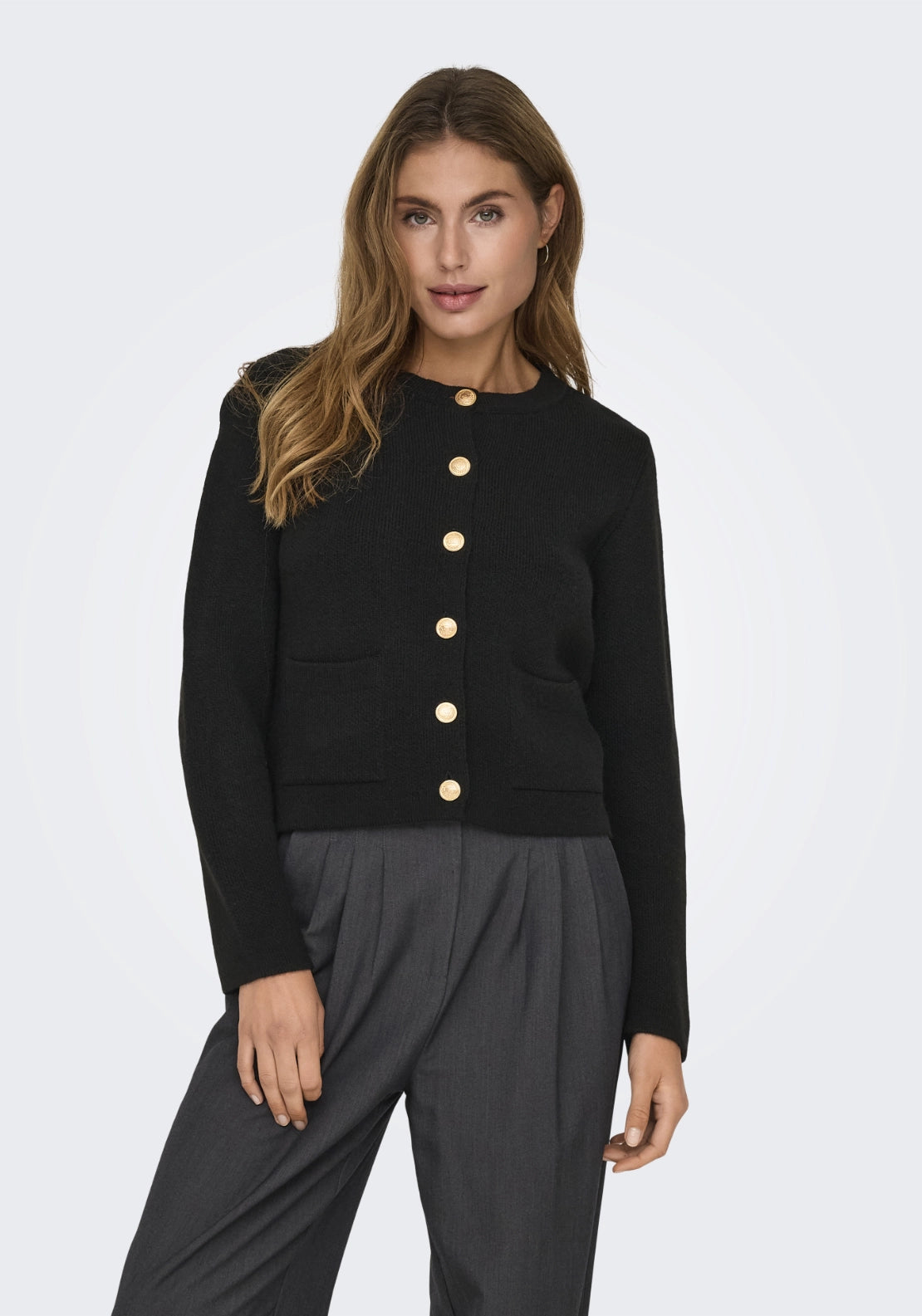 Kim Long Sleeve Button Cardigan - Black