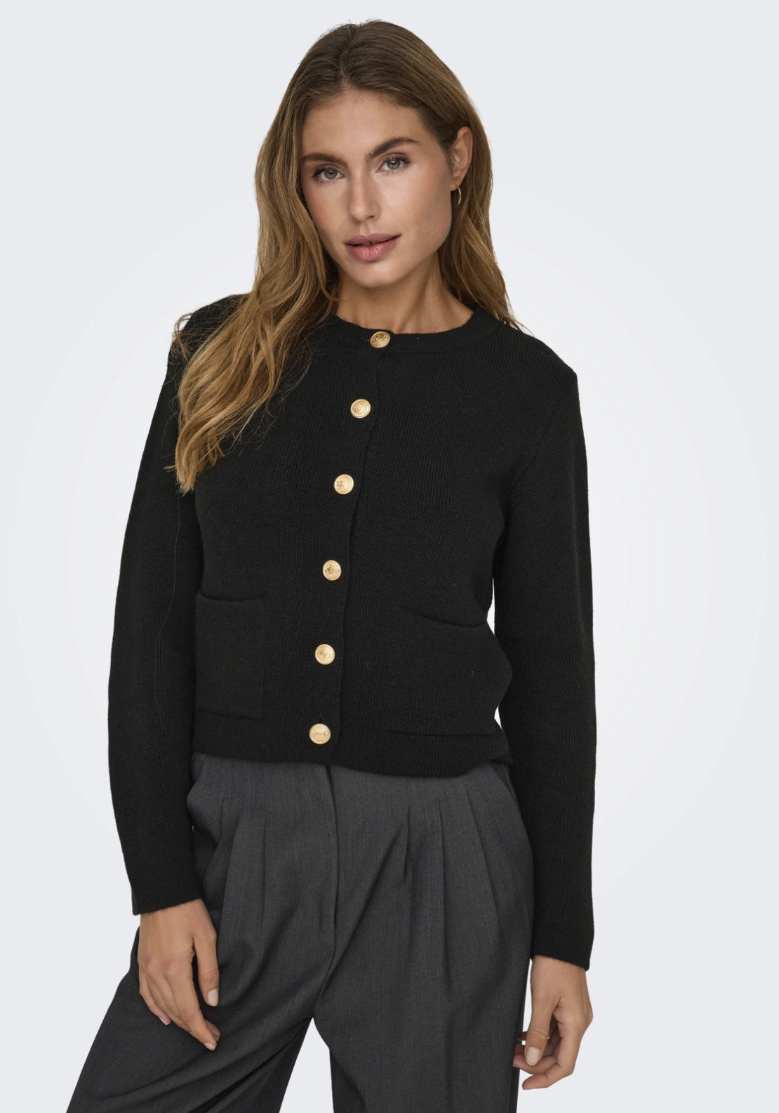 Kim Long Sleeve Button Cardigan - Black