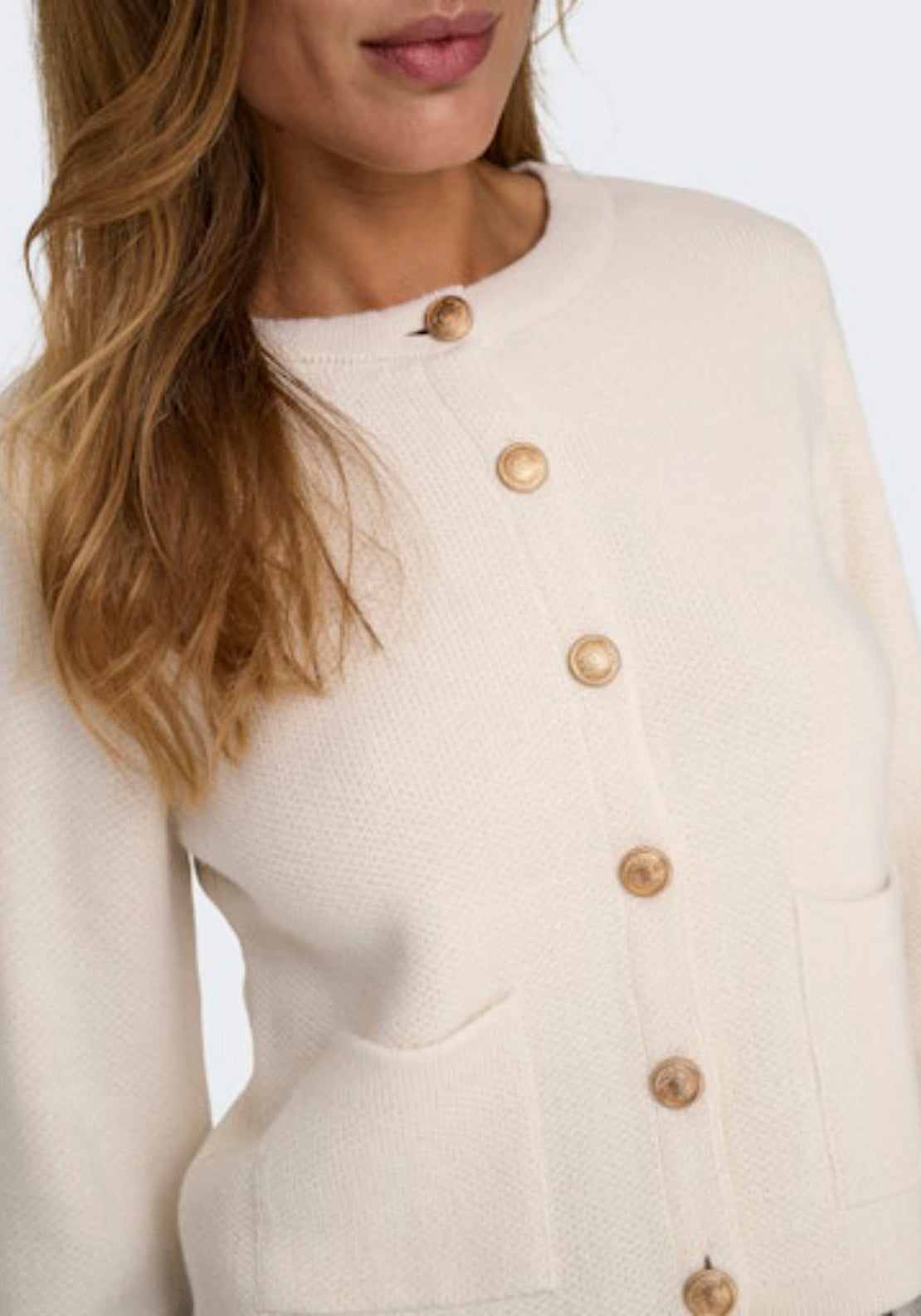 Kim Long Sleeve Button Cardigan - Egret