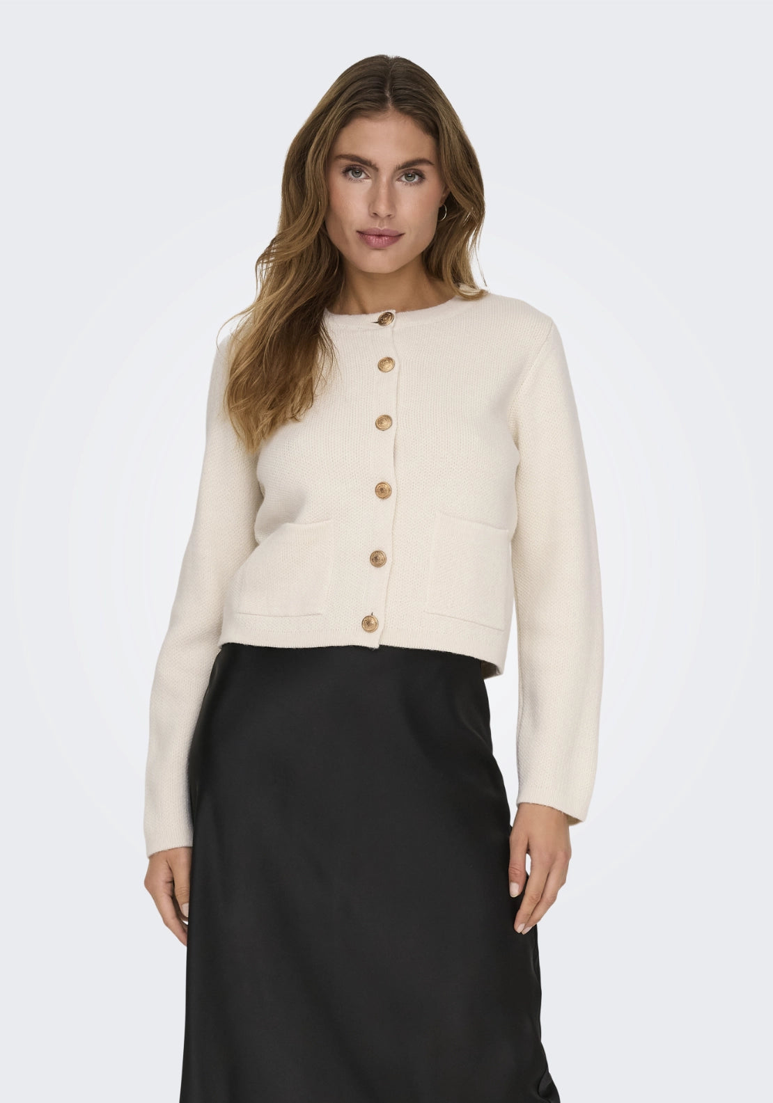 Kim Long Sleeve Button Cardigan - Egret