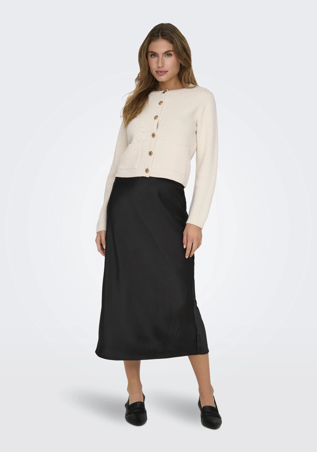 Kim Long Sleeve Button Cardigan - Egret