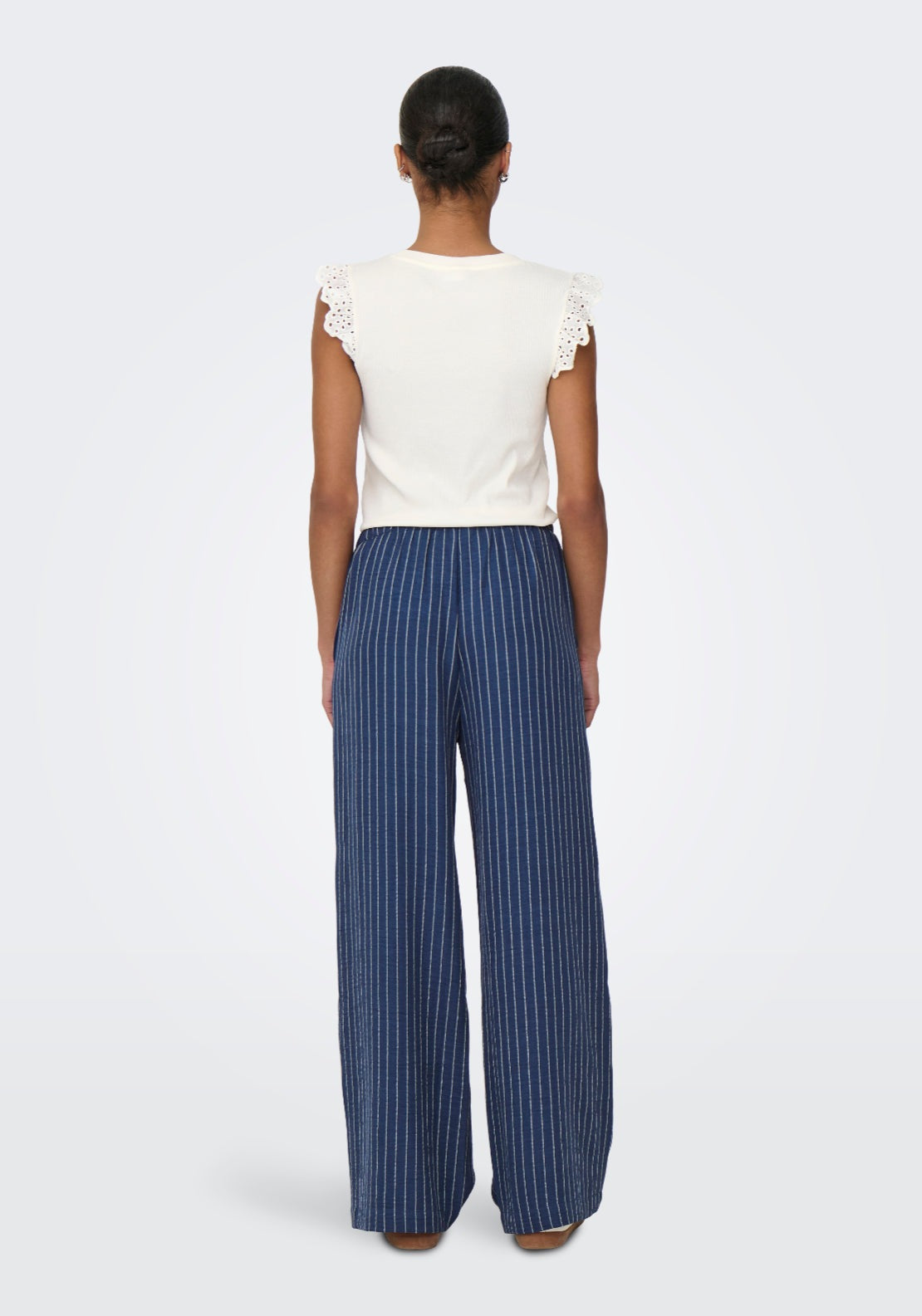 Jdy Power Medium Waist Wide Pant - Insignia Blue/cloud Dancer 2 Shaws Department Stores