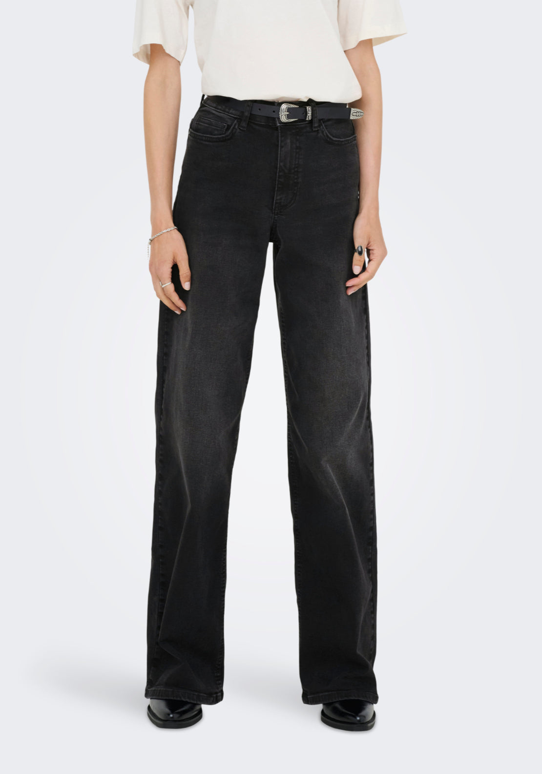 Jdy Felina-Fina High Waist Wide Jeans - Black 1 Shaws Department Stores