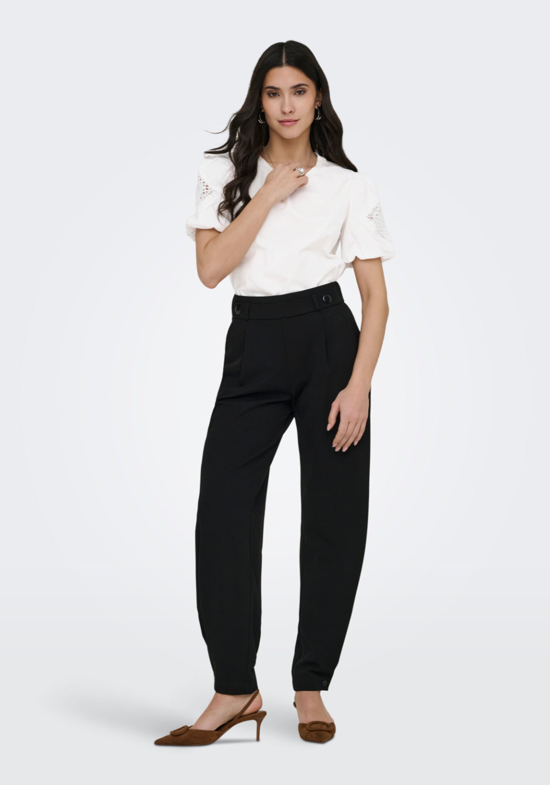 Jdy Uma Life Short Sleeve Lace Detail Top - Cloud Dancer 4 Shaws Department Stores