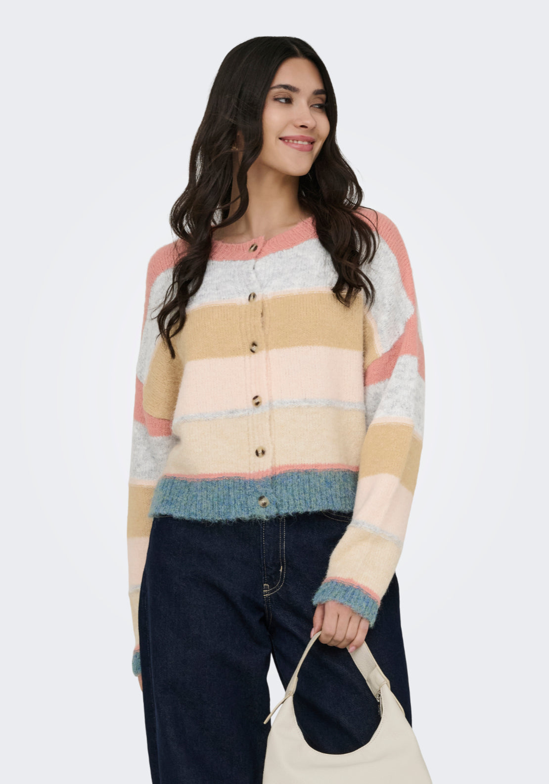 Jdy Cassidy Life Long Sleeve Round Neck Cardigan - Desert Sand 4 Shaws Department Stores